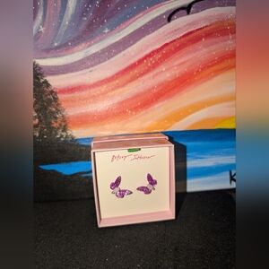 Betsey Johnson Sparkling Purple Butterfly Earrings